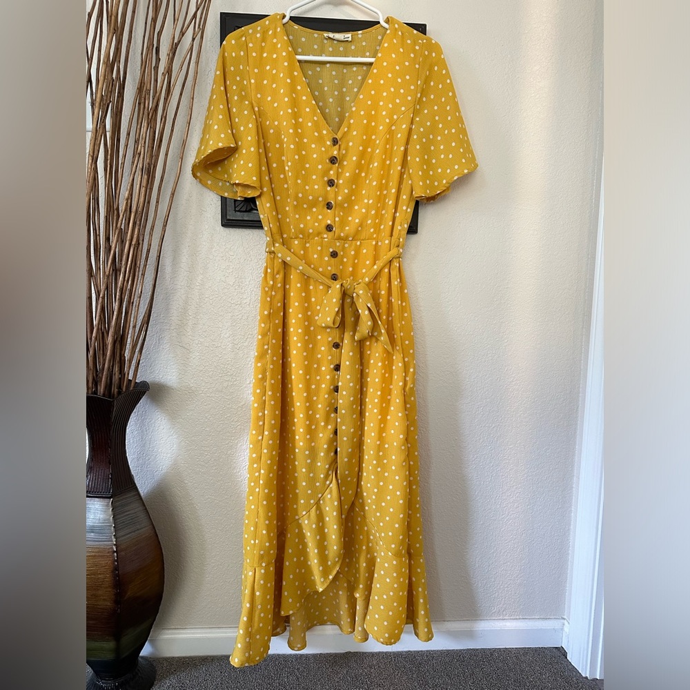 Size S Polka Dot Yellow Dress